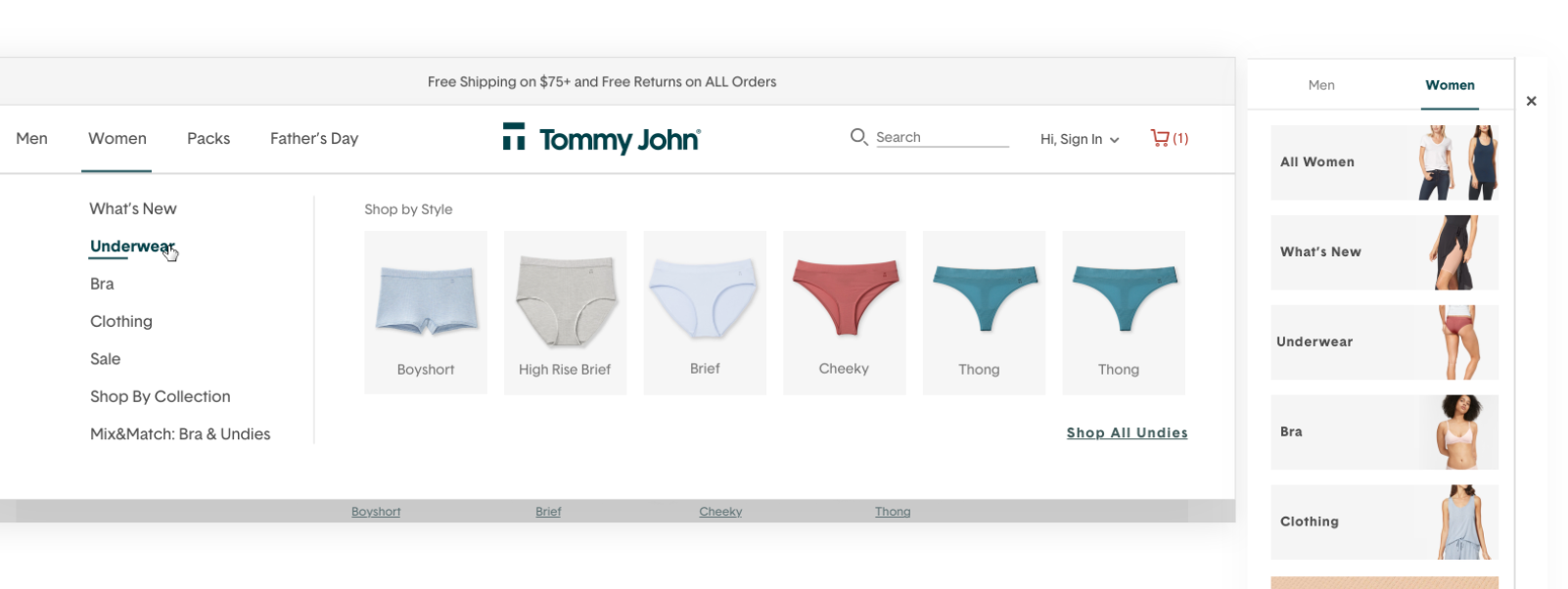 Design option C — multi-level menu with product images